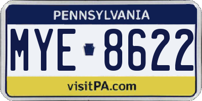 PA license plate MYE8622