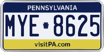 PA license plate MYE8625