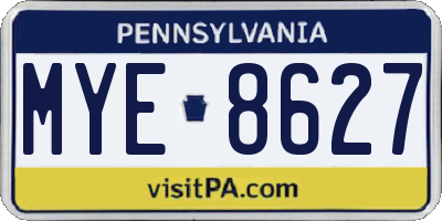 PA license plate MYE8627