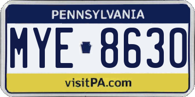 PA license plate MYE8630