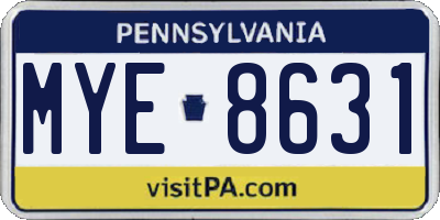 PA license plate MYE8631