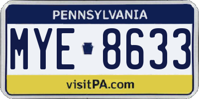 PA license plate MYE8633