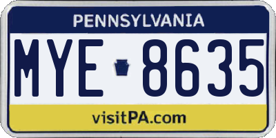 PA license plate MYE8635