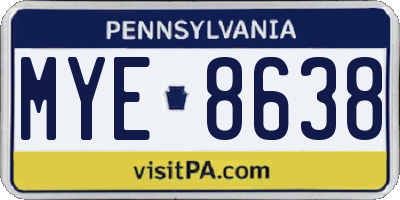 PA license plate MYE8638