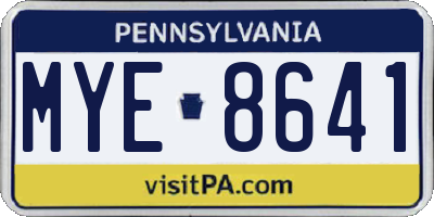 PA license plate MYE8641