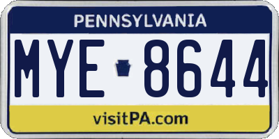PA license plate MYE8644
