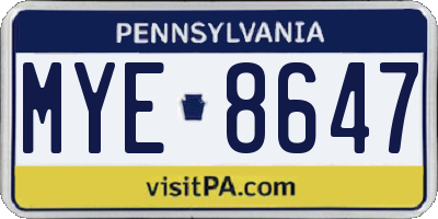 PA license plate MYE8647