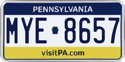 PA license plate MYE8657
