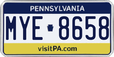 PA license plate MYE8658