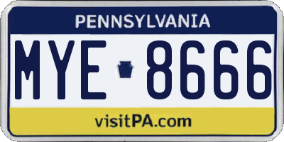 PA license plate MYE8666
