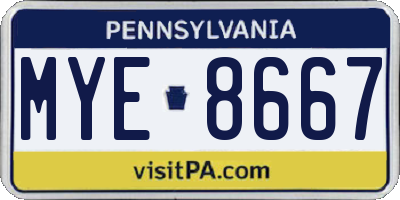 PA license plate MYE8667
