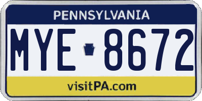 PA license plate MYE8672