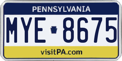 PA license plate MYE8675