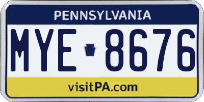 PA license plate MYE8676