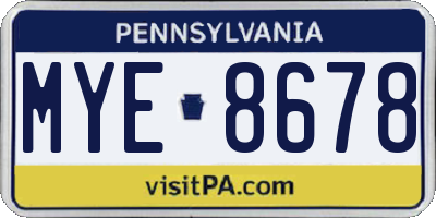 PA license plate MYE8678