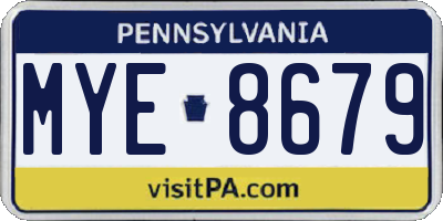 PA license plate MYE8679