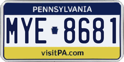 PA license plate MYE8681