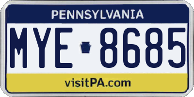 PA license plate MYE8685