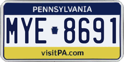 PA license plate MYE8691