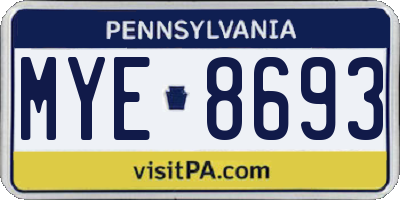 PA license plate MYE8693