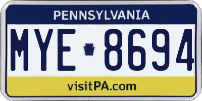 PA license plate MYE8694