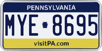PA license plate MYE8695