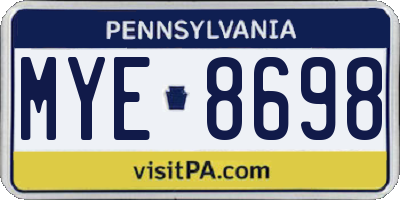 PA license plate MYE8698