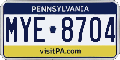 PA license plate MYE8704