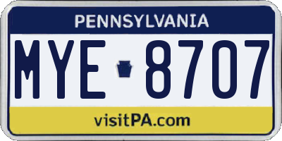 PA license plate MYE8707
