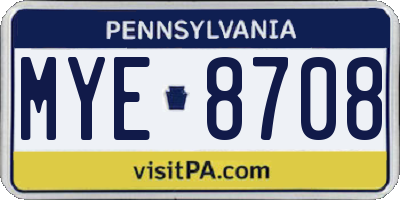 PA license plate MYE8708