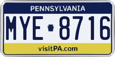 PA license plate MYE8716
