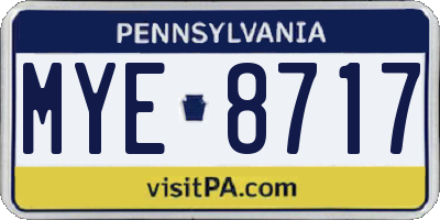 PA license plate MYE8717