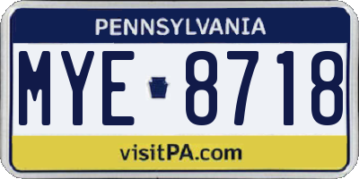 PA license plate MYE8718
