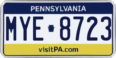 PA license plate MYE8723