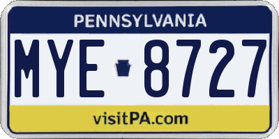 PA license plate MYE8727