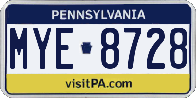 PA license plate MYE8728