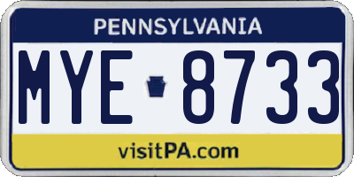 PA license plate MYE8733