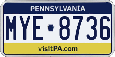 PA license plate MYE8736