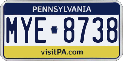 PA license plate MYE8738