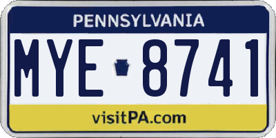 PA license plate MYE8741