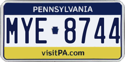PA license plate MYE8744
