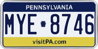 PA license plate MYE8746