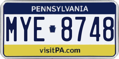 PA license plate MYE8748