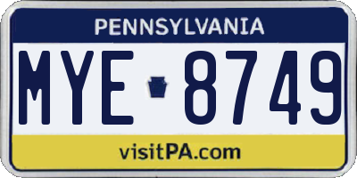 PA license plate MYE8749