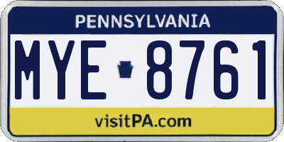 PA license plate MYE8761