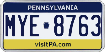 PA license plate MYE8763