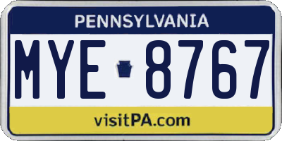 PA license plate MYE8767
