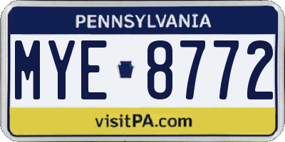 PA license plate MYE8772
