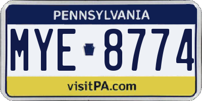 PA license plate MYE8774