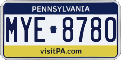 PA license plate MYE8780